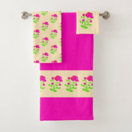 Rood roze roze flora bad handdoek