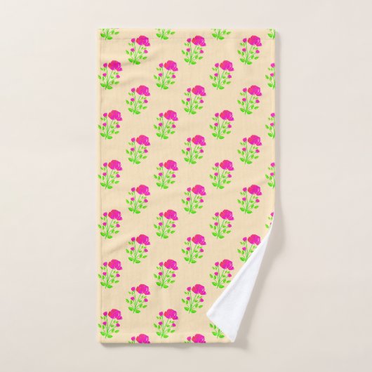 Rood roze roze flora bad handdoek (Handdoek)