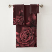 Rood Roze Rozen Bloemen Maroon Elegant Bad Handdoek (Insitu)