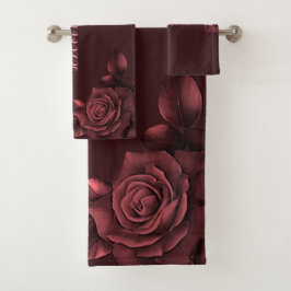 Rood Roze Rozen Bloemen Maroon Elegant Bad Handdoek