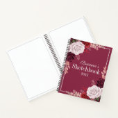 Rood roze rozen Jouw naam Sketchbook Notitieboek (Binnen)