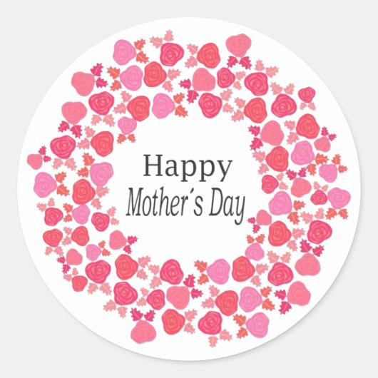 Rood & Roze Rozen Moederdag Ronde Sticker (Voorkant)