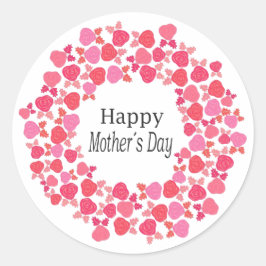 Rood & Roze Rozen Moederdag Ronde Sticker