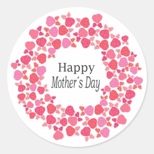 Rood & Roze Rozen Moederdag Ronde Sticker