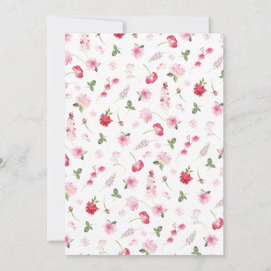 Rood roze rozen Waterverf Wreath Wedding Kaart (Achterkant)