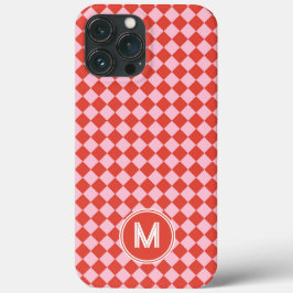 Rood & Roze Schachbrettpatroon Persoonlijk Case-Mate iPhone Case