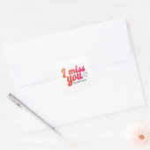 rood roze sinaasappel Ik mis je ontwerp Vierkante Sticker (Envelop)