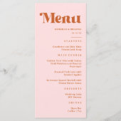 Rood Roze Sinaasappel Retro bruiloft Menu (Voorkant)