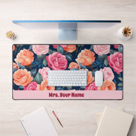 Rood Roze Sinaasappel Rozen Patroon Bureaumat