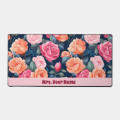 Rood Roze Sinaasappel Rozen Patroon Bureaumat (Voorkant)