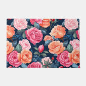 Rood Roze Sinaasappel Rozen Patroon Design Deurmat (Voorkant)