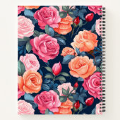 Rood Roze Sinaasappel Rozen Patroon Design Notitieboek (Achterkant)