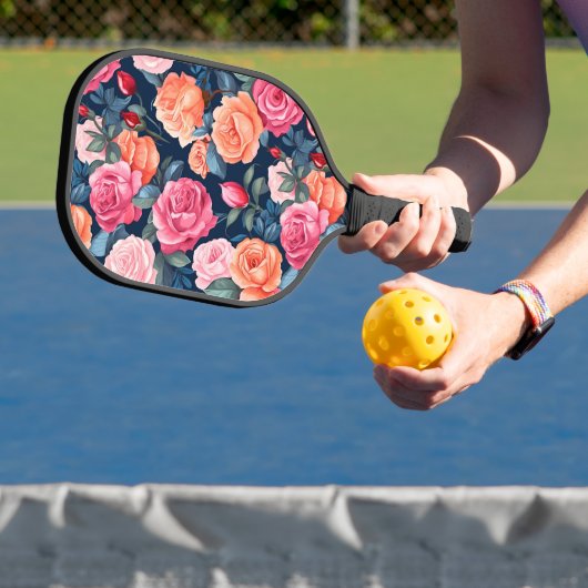 Rood Roze Sinaasappel Rozen Patroon Design Pickleball Paddle (Insitu)