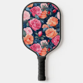 Rood Roze Sinaasappel Rozen Patroon Design Pickleball Paddle (Voorkant)