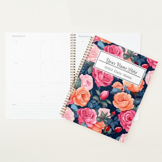 Rood Roze Sinaasappel Rozen Patroon Design Planner (Display)