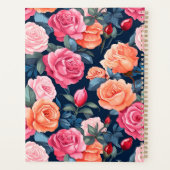 Rood Roze Sinaasappel Rozen Patroon Design Planner (Achterkant)