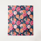 Rood Roze Sinaasappel Rozen Patroon Design Wandkleed (Voorkant)