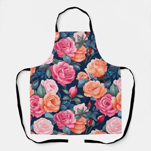 Rood Roze Sinaasappel Rozen Tuinieren Schort (Voorkant)