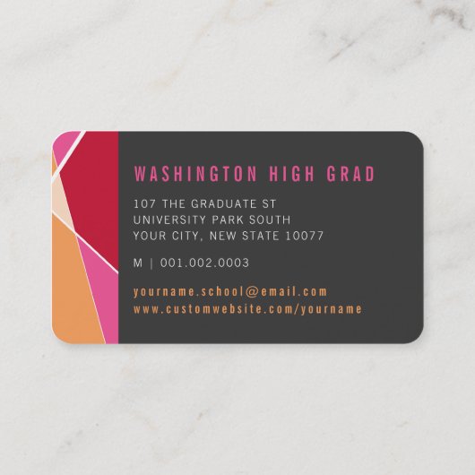 Rood Roze Stijlvolle Geometrische Lijnen Mod Foto  Contactkaartje (Achterkant)