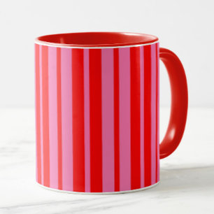 Rood Roze Stijlvolle Strepen Patroon Ontwerp Mok
