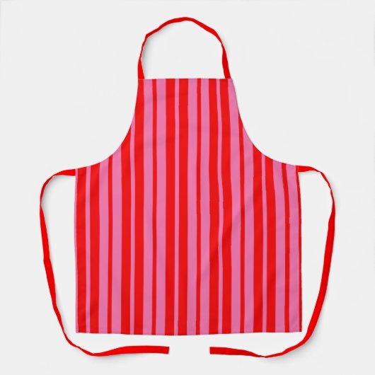 Rood Roze Stijlvolle Strepen Patroon Ontwerp Schort (Voorkant)
