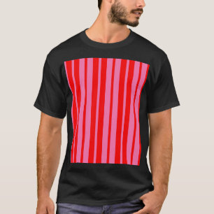 Rood Roze Stijlvolle Strepen Patroon Ontwerp T-shirt