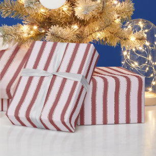 Rood Roze Strepen Kerst Cadeaupapier