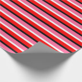 Rood Roze Strepen Patroon Ontwerp Cadeaupapier (Hoek)