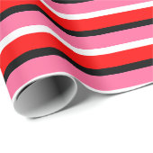 Rood Roze Strepen Patroon Ontwerp Cadeaupapier (Rol Hoek)