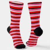 Rood Roze Strepen Patroon Ontwerp Sokken (Gebogen)