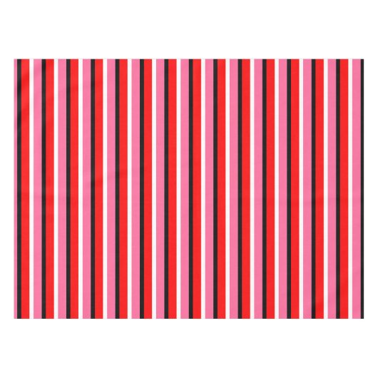 Rood Roze Strepen Patroon Ontwerp Tafelkleed (Voorkant (Horizontaal))