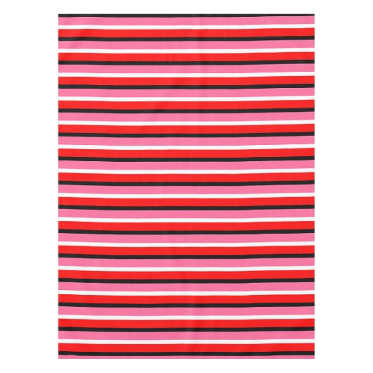 Rood Roze Strepen Patroon Ontwerp Tafelkleed (Voorkant)