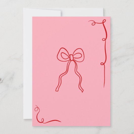 Rood roze strik lint illustraties Baby shower Kaart (Achterkant)