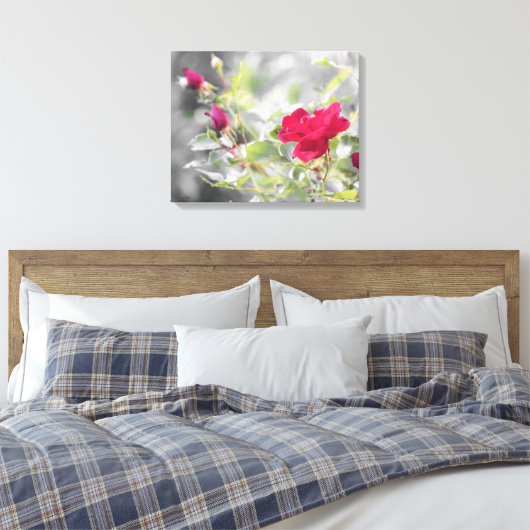 Rood roze Struik Verrekte canvas afdrukken (Insitu (Slaapkamer))