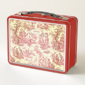 rood roze Toile de Jouy bedrukt (Achterkant)