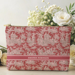  rood roze Toile de Jouy bedrukt Etui