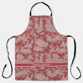  rood roze Toile de Jouy bedrukt Schort (Voorkant)