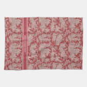 rood roze Toile de Jouy bedrukt Theedoek (Horizontaal)