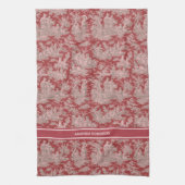 rood roze Toile de Jouy bedrukt Theedoek (Verticaal)