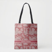 rood roze Toile de Jouy bedrukt Tote Bag (Voorkant)