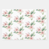 Rood Roze Tropische Hibiscus Plumeria Bloemen Huwe Inpakpapier Vel (Voorkant 3)