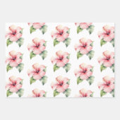 Rood Roze Tropische Hibiscus Plumeria Bloemen Huwe Inpakpapier Vel (Voorkant 2)