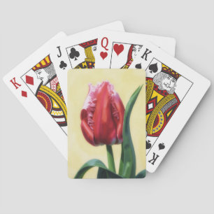 Rood-Roze Tulp Bloem Kunst Speelkaarten