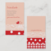 Rood roze tweekundige vogelschildpad met looppooid visitekaartje (Voorkant / Achterkant)