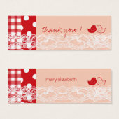 Rood & Roze Twin Birds Verjaardagsfeestje DIY Cade Mini Visitekaartjes (Voorkant /achterkant)