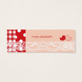 Rood & Roze Twin Birds Verjaardagsfeestje DIY Cade Mini Visitekaartjes (Achterkant)