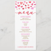 Rood Roze Valentijn Baby shower Voedsel Menu (Voorkant)