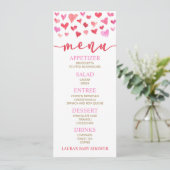 Rood Roze Valentijn Baby shower Voedsel Menu (Staand voorkant)