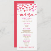 Rood Roze Valentijn Baby shower Voedsel Menu (Voorkant / Achterkant)
