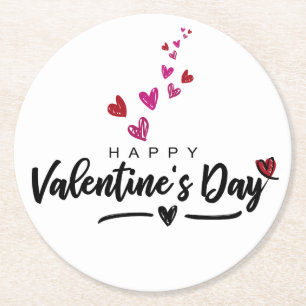 Rood roze Valentijnsdag met geschrift Ronde Kartonnen Onderzetter